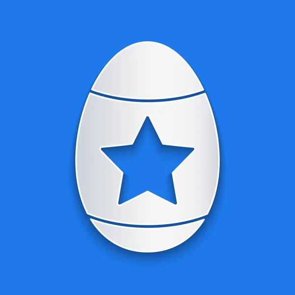 Řez Papíru Velikonoční Vejce Ikona Izolované Modrém Pozadí Veselé Velikonoce — Stockový vektor