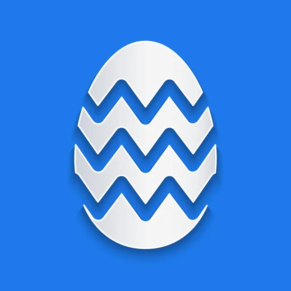 Řez Papíru Velikonoční Vejce Ikona Izolované Modrém Pozadí Veselé Velikonoce — Stockový vektor