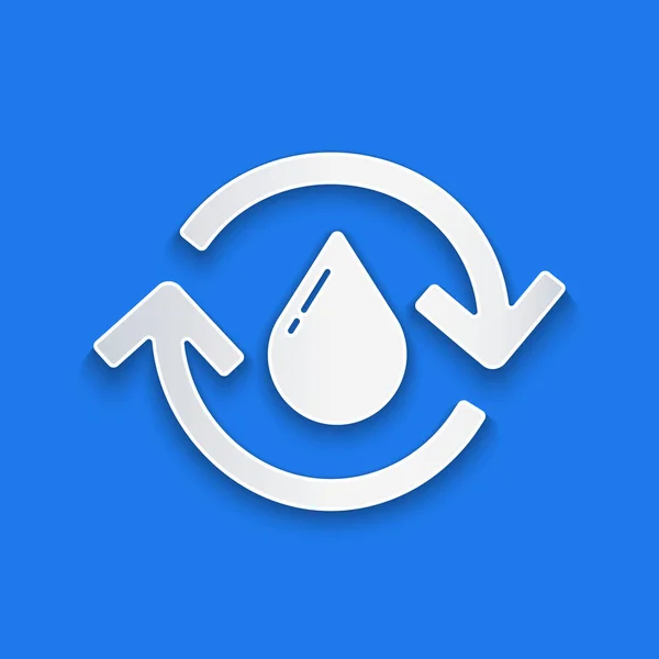 Papier Découpé Recycler Propre Icône Aqua Isolé Sur Fond Bleu — Image vectorielle