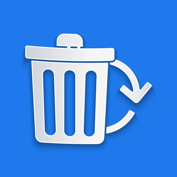 Χαρτί Κόψτε Κάδος Ανακύκλωσης Εικονίδιο Σύμβολο Ανακύκλωσης Απομονώνεται Μπλε Φόντο — Διανυσματικό Αρχείο