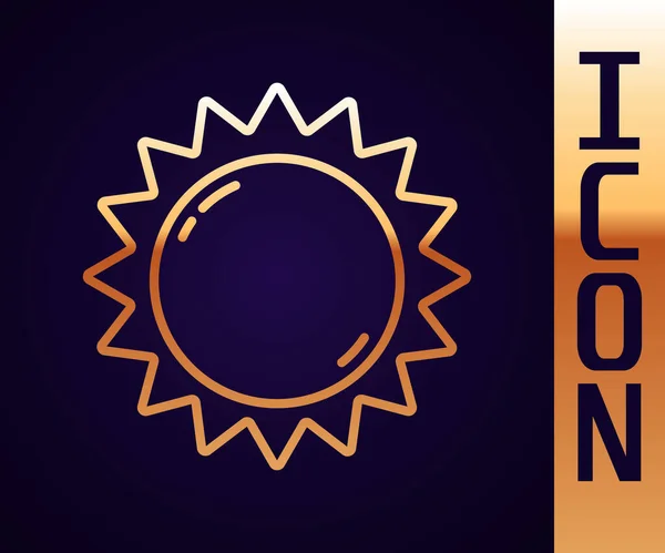 Goldene Linie Sonnensymbol Isoliert Auf Schwarzem Hintergrund Sommer Symbol Schöner — Stockvektor