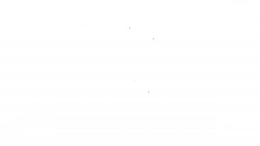 Siyah çizgi Atom simgesi beyaz arkaplanda izole edildi. Bilimin, eğitimin, nükleer fiziğin, bilimsel araştırmaların sembolü. 4K Video hareketli grafik canlandırması