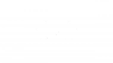 Siyah çizgi petrol sarnıç simgesi beyaz arkaplanda izole edildi. Tren vagonundaki petrol tankı. Demiryolu nakliyesi. Petrol endüstrisi. 4K Video hareketli grafik canlandırması