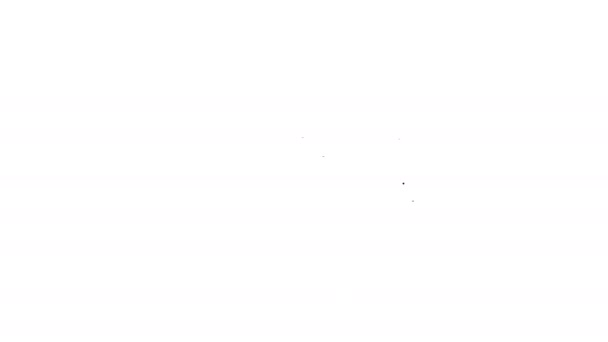 Zwarte lijn Reisticket pictogram geïsoleerd op witte achtergrond. Trein, schip, vliegtuig, tram, busvervoer. Reisdienstverleningsconcept. 4K Video motion grafische animatie — Stockvideo
