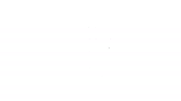 Línea negra Icono de cóctel y bebida alcohólica aislado sobre fondo blanco. Animación gráfica de vídeo 4K — Vídeo de stock