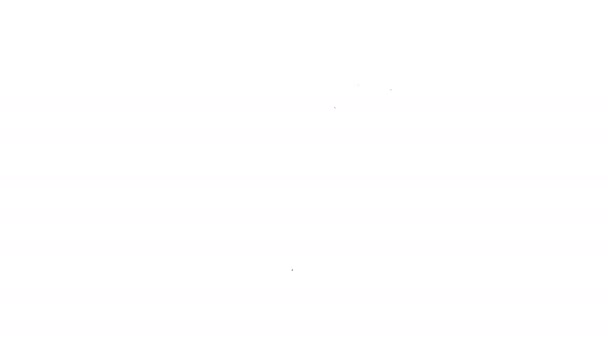 Черная линия мартини стекло значок изолирован на белом фоне. Икона коктейля. Значок из винного стекла. Видеографическая анимация 4K — стоковое видео