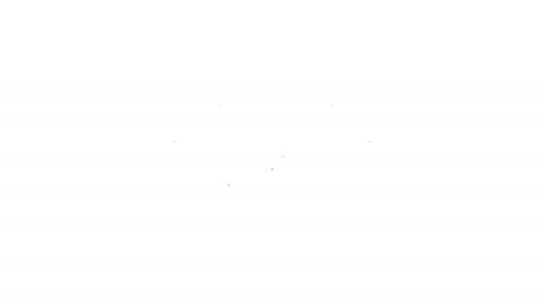 Línea negra Icono de la cisterna del ferrocarril Oil aislado sobre fondo blanco. Tanque de aceite de tren en vagón. Carga ferroviaria. Industria petrolera. Animación gráfica de vídeo 4K — Vídeo de stock