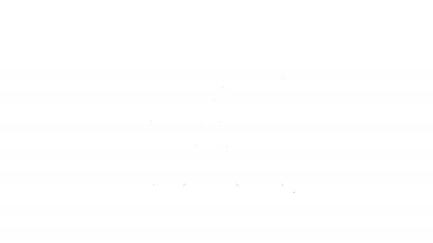 Zwarte lijn Oliepomp of pomp jack pictogram geïsoleerd op witte achtergrond. Olieplatform. 4K Video motion grafische animatie — Stockvideo