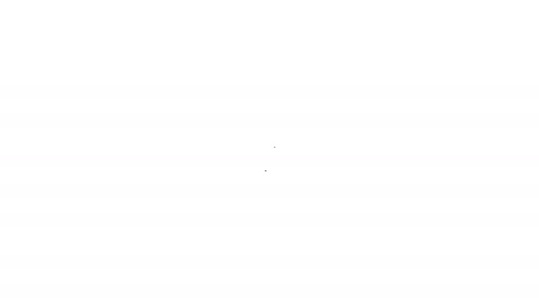 Línea negra Icono de la hoja aislado sobre fondo blanco. Firma de hojas. Símbolo de producto natural fresco. Animación gráfica de vídeo 4K — Vídeos de Stock