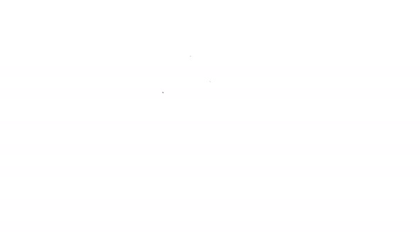 Черная линия Яблоко значок изолирован на белом фоне. Фрукты с символом листа. Видеографическая анимация 4K — стоковое видео