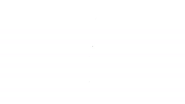 Línea negra Icono de palo de cazo de miel aislado sobre fondo blanco. Cuchara de miel. Animación gráfica de vídeo 4K — Vídeo de stock