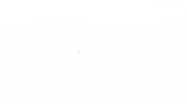 Beyaz arkaplanda belge simgesi olan siyah çizgi çekmecesi. Arşiv çekmecesi. Dosya dolabı çekmecesi. Ofis mobilyası. 4K Video hareketli grafik canlandırması