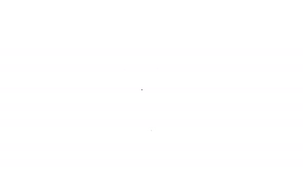 Черная линия пузырь речи с текстовой иконкой, выделенной на белом фоне. Значок сообщения. Коммуникация или комментарий символ чата. Видеографическая анимация 4K — стоковое видео
