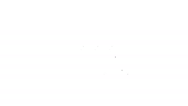 Черная линия Ноутбук и игровой автомат с удачливыми семёрками джекпот значок изолирован на белом фоне. Онлайн казино. Видеографическая анимация 4K — стоковое видео