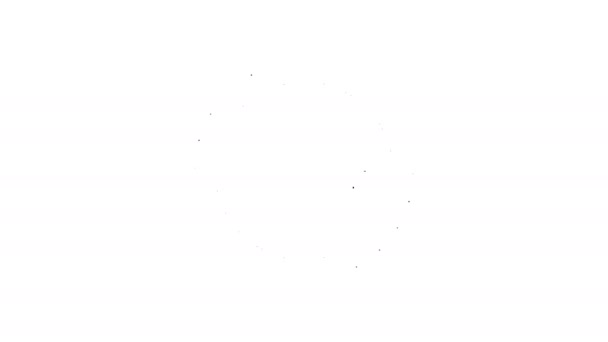 Μαύρη γραμμή Καζίνο ρουλέτα εικονίδιο του τροχού απομονωμένο σε λευκό φόντο. 4K Γραφική κίνηση κίνησης βίντεο — Αρχείο Βίντεο