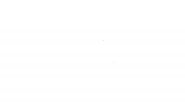 Línea negra Cráneo sobre huesos cruzados icono aislado sobre fondo blanco. Animación gráfica de vídeo 4K — Vídeo de stock