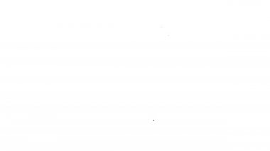 Siyah çizgi ilaç şişesi ve beyaz arka planda izole edilmiş hap ikonu. Şişe hapı işareti. Eczane tasarımı. 4K Video hareketli grafik canlandırması