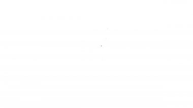 Şehir sokaklarındaki yanan binada siyah çizgi yangını. Beyaz arka planda izole edilmiş. 4K Video hareketli grafik canlandırması