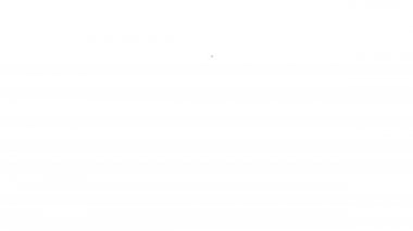 Siyah çizgi düzlem simgesi beyaz arkaplanda izole edildi. Uçan uçak ikonu. Uçak tabelası. 4K Video hareketli grafik canlandırması