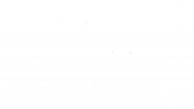 Siyah çizgi paraşüt simgesi beyaz arkaplanda izole edildi. 4K Video hareketli grafik canlandırması