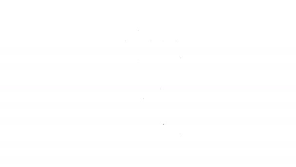 Línea negra Abra el icono de la caja de cigarrillos aislado sobre fondo blanco. Un paquete de cigarrillos. Animación gráfica de vídeo 4K — Vídeo de stock