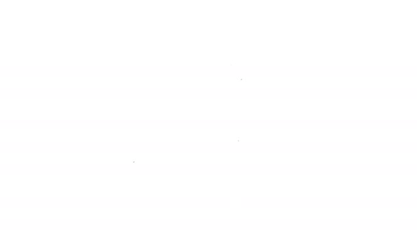 Μαύρη γραμμή εικόνα πέλεκυ πυροσβέστη απομονώνονται σε λευκό φόντο. Πυροσβεστικό τσεκούρι 4K Γραφική κίνηση κίνησης βίντεο — Αρχείο Βίντεο