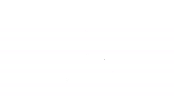 Zwarte lijn Brandslang reel pictogram geïsoleerd op witte achtergrond. 4K Video motion grafische animatie — Stockvideo