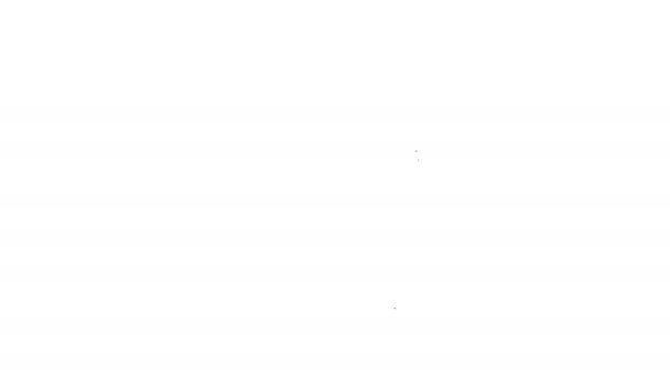Черная линия Значок ведро огня изолированы на белом фоне. Металлическое ведро пустое или с водой для пожаротушения. Видеографическая анимация 4K — стоковое видео