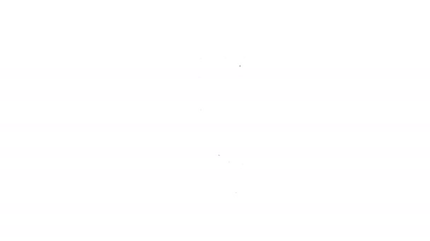 Línea negra Icono del timón de dirección del avión aislado sobre fondo blanco. Rueda de control de aeronaves. Animación gráfica de vídeo 4K — Vídeos de Stock