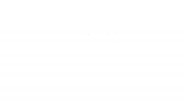 Schwarze Linie Aviator Hut mit Brillensymbol isoliert auf weißem Hintergrund. Fliegermütze. 4K Video Motion Grafik Animation — Stockvideo