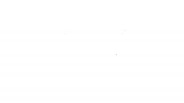 Línea negra Cuna cuna icono de la cama aislado sobre fondo blanco. Animación gráfica de vídeo 4K — Vídeo de stock