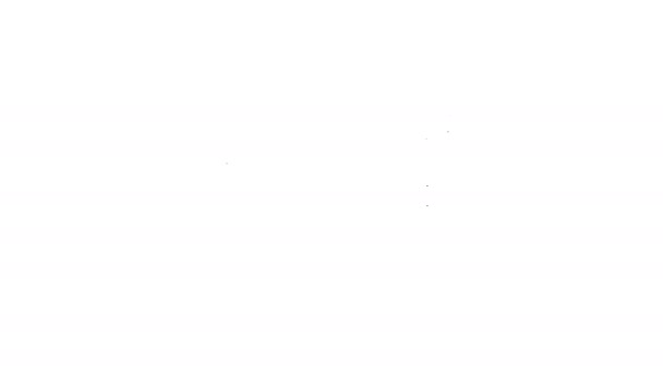 Icono de cama de línea negra aislado sobre fondo blanco. Animación gráfica de vídeo 4K — Vídeo de stock