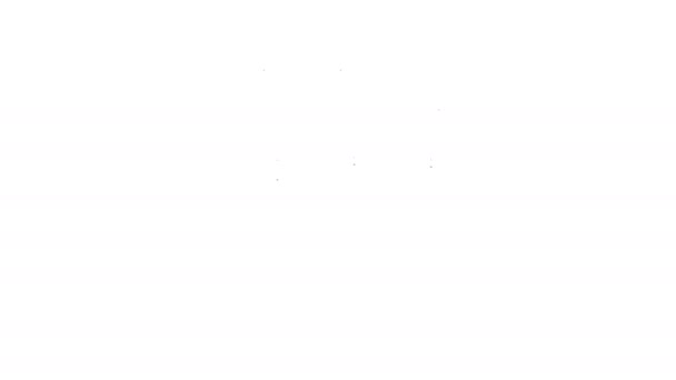 Černá čára Narozeninový dort svíčky ikona izolované na bílém pozadí. Grafická animace pohybu videa 4K — Stock video