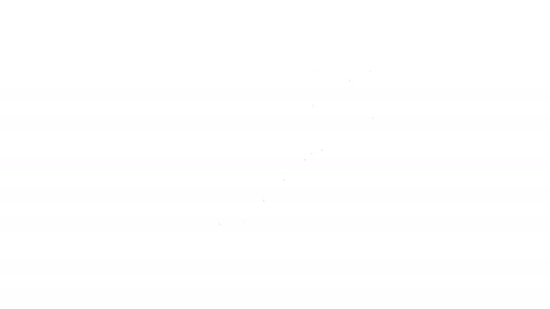 Icono de cohete de fuegos artificiales de línea negra aislado sobre fondo blanco. Concepto de fiesta divertida. Explosivo símbolo pirotécnico. Animación gráfica de vídeo 4K — Vídeos de Stock