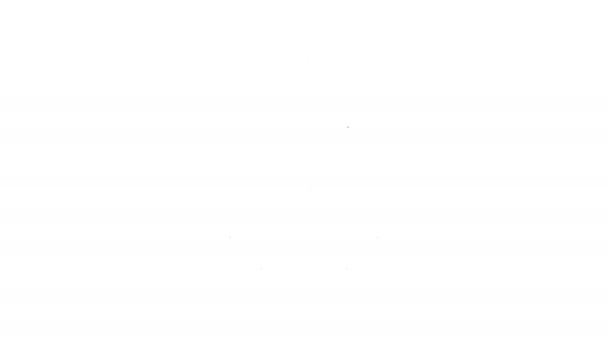 Linea nera Suona l'icona del campanello d'allarme isolato su sfondo bianco. Sistema di allarme antincendio. Campanello di servizio, segnale di campanello, simbolo di notifica. Animazione grafica 4K Video motion — Video Stock