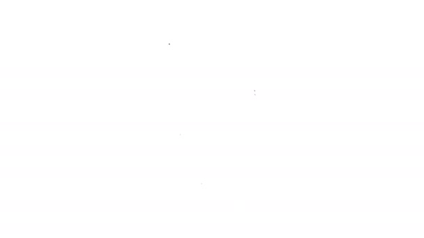 Μαύρη γραμμή εικονίδιο αεροπλάνου απομονωμένο σε λευκό φόντο. Ιπτάμενο εικονίδιο. Πινακίδα αεροπλάνου. 4K Γραφική κίνηση κίνησης βίντεο — Αρχείο Βίντεο