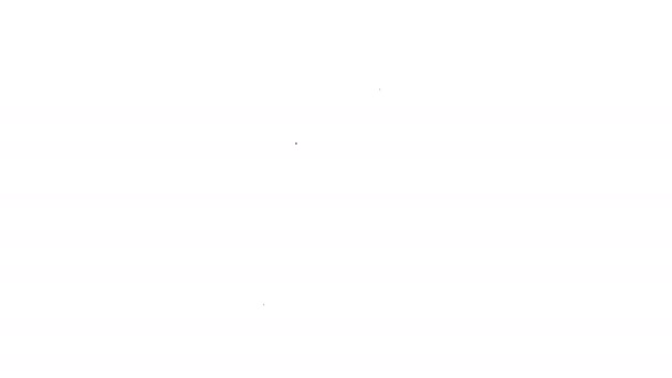 Ícone de vidro Martini linha preta isolado no fundo branco. Ícone de cocktail. Ícone de vidro de vinho. Animação gráfica em movimento de vídeo 4K — Vídeo de Stock