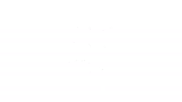 Zwarte lijn Globe met vliegend vliegtuig pictogram geïsoleerd op witte achtergrond. Vliegtuig vliegt rond de planeet aarde. Vliegtuig wereld icoon. 4K Video motion grafische animatie — Stockvideo