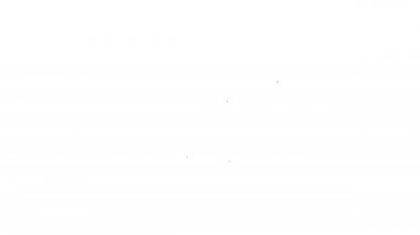 Siyah çizgi çevrimiçi video simgesi beyaz arkaplanda izole edildi. Dizüstü bilgisayar ve oyun işaretli film şeridi. 4K Video hareketli grafik canlandırması