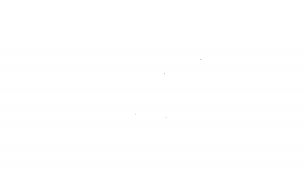 Ligne noire Icône vidéo de lecture en ligne isolé sur fond blanc. Ordinateur portable et bande de film avec panneau de lecture. Animation graphique de mouvement vidéo 4K