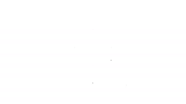 Línea negra Icono de carrete de película aislado sobre fondo blanco. Animación gráfica de vídeo 4K — Vídeo de stock