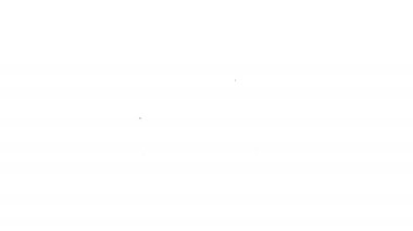 Siyah çizgi sunumu, film, film, medya projektör simgesi beyaz arkaplanda izole edildi. 4K Video hareketli grafik canlandırması