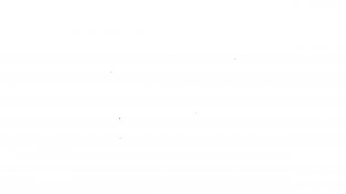 Siyah çizgi VHS video kaset ikonu beyaz arkaplanda izole edildi. 4K Video hareketli grafik canlandırması