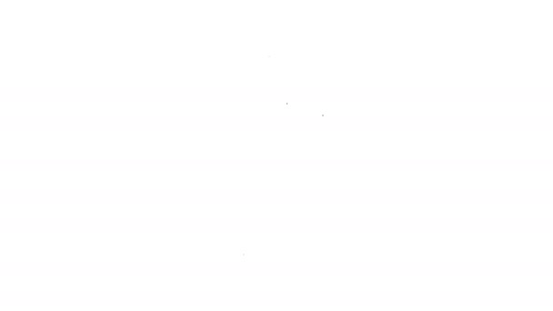 Черная линия Бумажный стакан с питьевой соломы и значок воды изолированы на белом фоне. Содовый стакан. Символ свежего холодного напитка. Видеографическая анимация 4K — стоковое видео