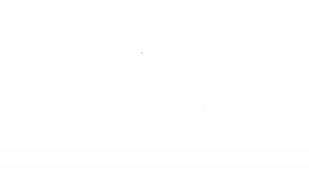 Icono del cartucho de rollo de película vintage de la cámara de línea negra aislado sobre fondo blanco. Bote de película de 35mm. Equipo de fotógrafos de filmación. Animación gráfica de vídeo 4K — Vídeo de stock