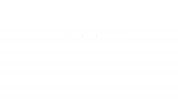 Línea negra Icono de aplauso de película aislado sobre fondo blanco. Tablero de aplausos de película. Signo de tablilla. Producción de cine o industria de medios. Animación gráfica de vídeo 4K — Vídeo de stock