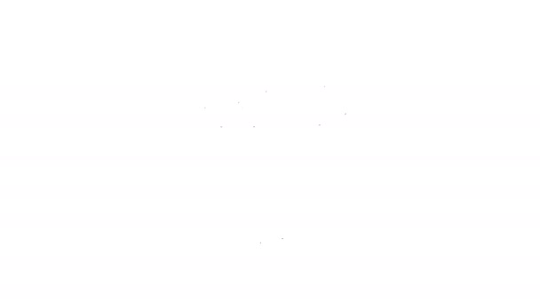 Palomitas de maíz de línea negra en caja de cartón icono aislado sobre fondo blanco. Caja de palomitas de maíz. Animación gráfica de vídeo 4K — Vídeo de stock