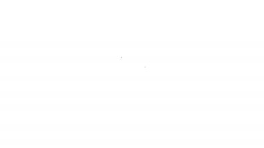 Beyaz arka planda siyah çizgi İşçi Kaskı simgesi izole edildi. 4K Video hareketli grafik canlandırması