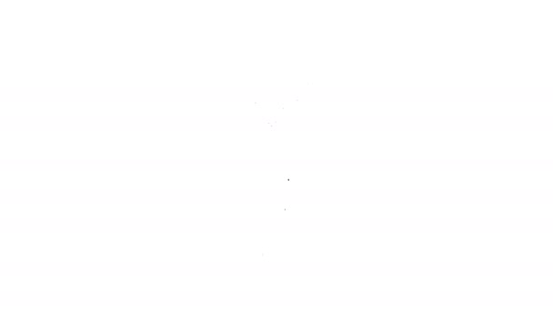 Μαύρη γραμμή Λαμπτήρας με φύλλο εικονίδιο που απομονώνεται σε λευκό φόντο. Οικολογική έννοια της ενέργειας. Εναλλακτική έννοια της ενέργειας. 4K Γραφική κίνηση κίνησης βίντεο — Αρχείο Βίντεο