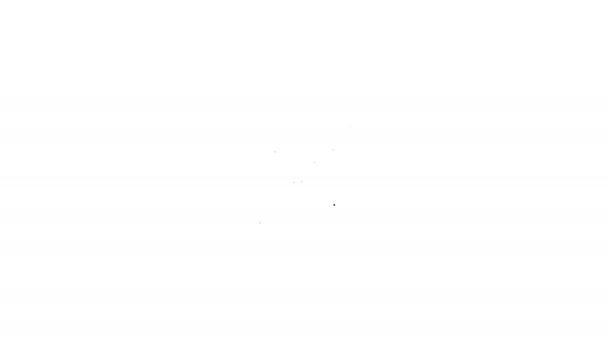 Línea negra Ecología de la planta de la hoja en el icono de la máquina de engranajes aislado sobre fondo blanco. Tecnología ecológica. Etiqueta Día Mundial del Medio Ambiente. Animación gráfica de vídeo 4K — Vídeo de stock